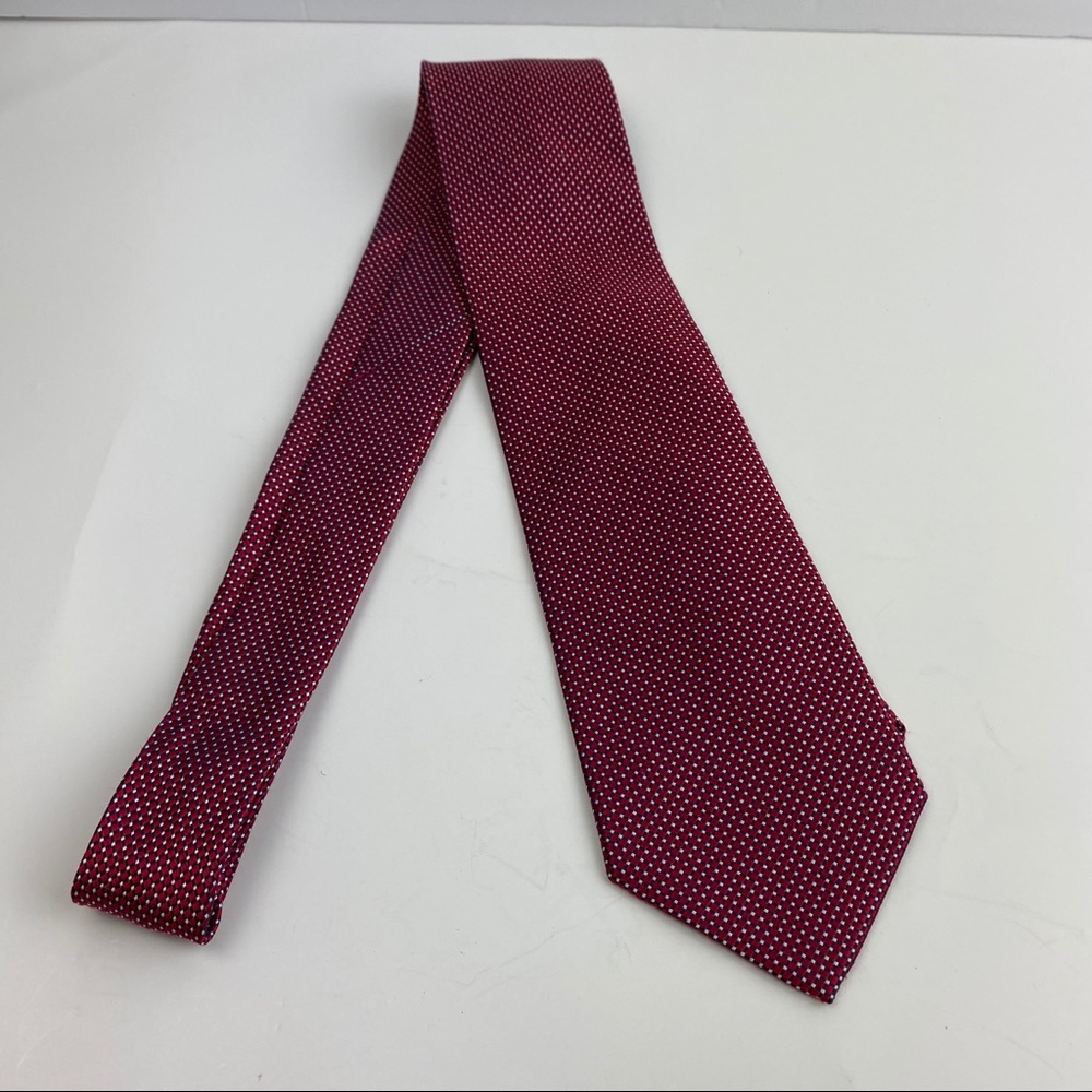 4/$25 Nautica Red Navy White Check 100% Silk Tie - Picture 5 of 13
